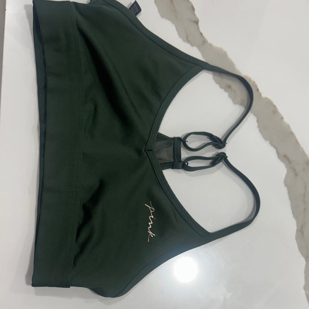 PINK Victoria's Secret Dark Green Sports Bra